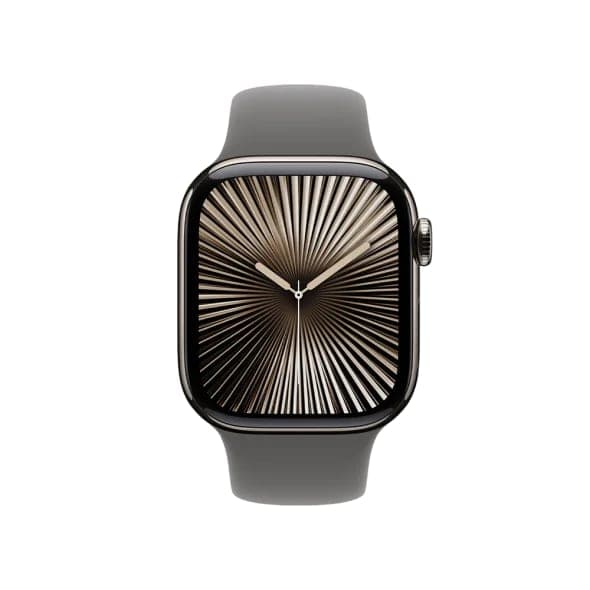 Смарт-годинник Apple Watch Series 10 GPS + Cellular 42mm Natural Titanium Case w. Stone Grey Sport Band - S/M (MWXD3)