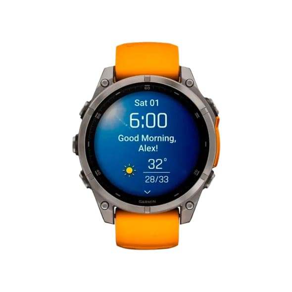 Смарт-годинник Garmin Fenix 8 47mm AMOLED Sapphire Titanium w. Spark Orange/Graphite Silicone Band (010-02904-10/11/19)