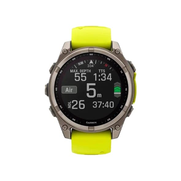 Смарт-годинник Garmin Fenix 8 47mm Solar Sapphire Titanium w. Amp Yellow/Graphite Silicone Band (010-02906-20/21)
