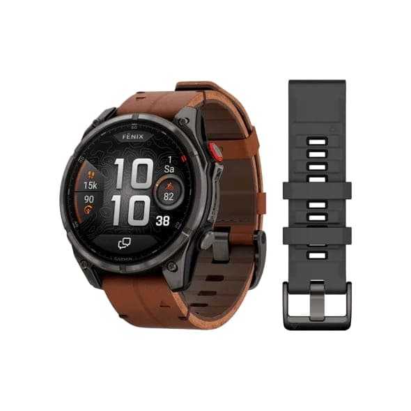Смарт-годинник Garmin Fenix 8 Pro 51 mm AMOLED Carbon Gray DLC Titanium with Chestnut Leather Band (010-03199-40)