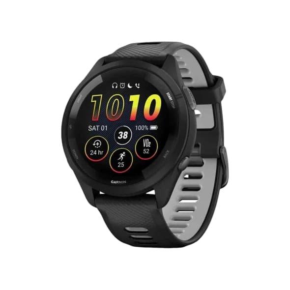 Смарт-годинник Garmin Forerunner 265 Black Bezel and Case w. Black/Powder Gray Silicone Band (010-02810-00/10/50)