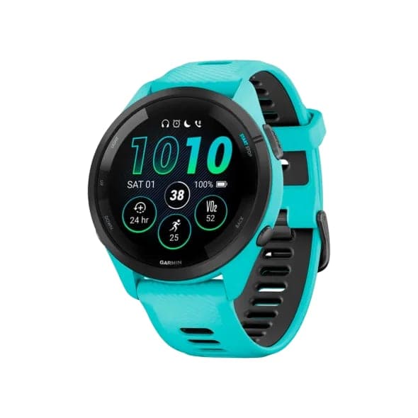 Смарт-годинник Garmin Forerunner 265 Black Bezel w. Aqua Case and Aqua/Black Silicone Band (010-02810-02/12/52)