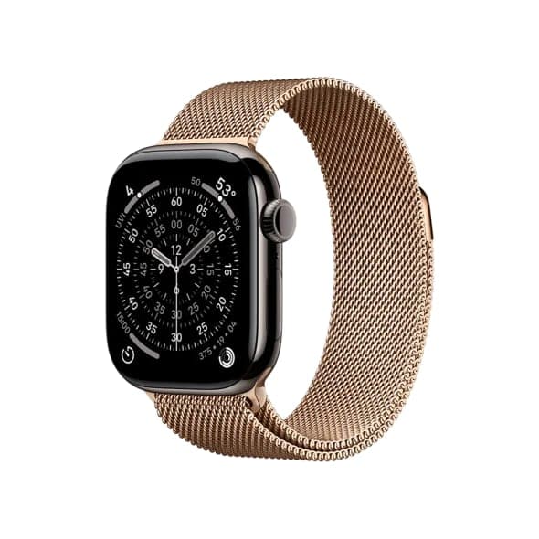 Смарт-годинник Apple Watch Series 11 GPS + Cellular 42mm Slate Tit. Case w. Gold Milanese Loop (MF9K4+MGJ04)