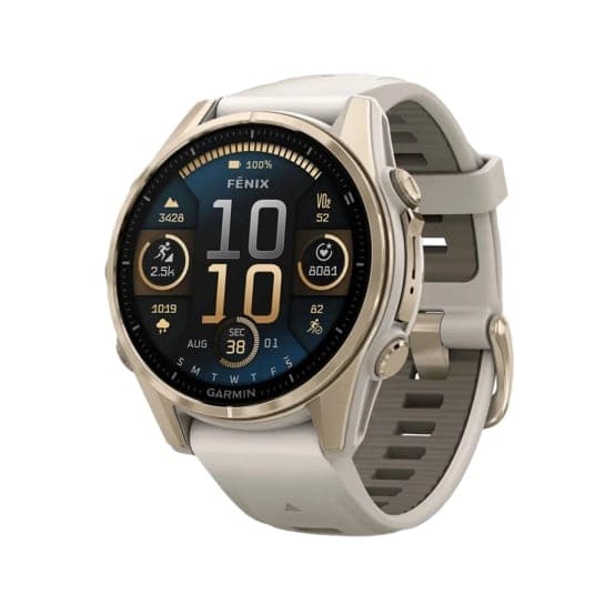 Смарт-годинник Garmin Fenix 8 AMOLED 43mm Sapphire Soft Gold with Fog Grey/Dark Sandstone Silicone Band