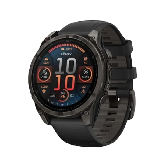 Смарт-годинник Garmin Fenix 8 AMOLED 47mm Sapphire Carbon Grey DLC with Black/Pebble Grey Silicone Band