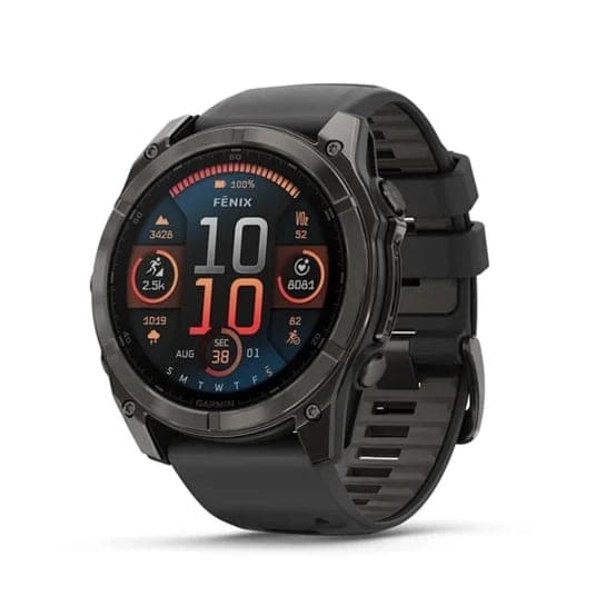 Смарт-годинник Garmin Fenix 8 AMOLED 51mm Sapphire Carbon Grey DLC with Black/Pebble Grey Silicone Band