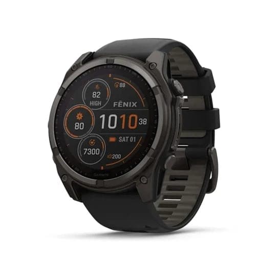 Смарт-годинник Garmin Fenix 8 Solar 51mm Sapphire Carbon Grey DLC Titanium with Black/Pebble Grey Silicone Band (010-02907-10/11/7) Openbox
